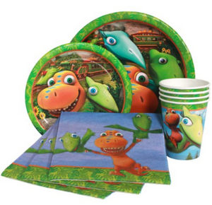 Dinosaur Train Birthday Party Pack Bundle For 12 Cups & Plain Plates White 